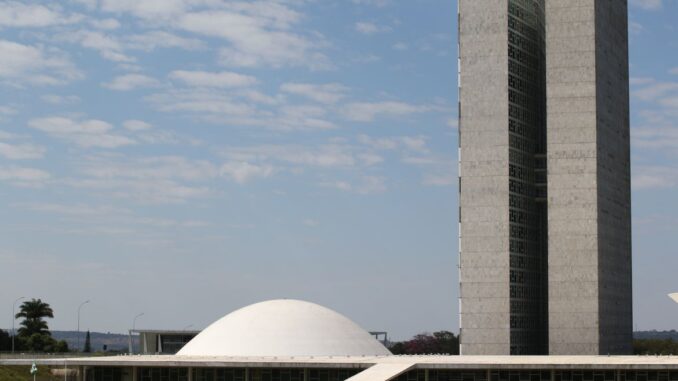 Palácio do Congresso Nacional na Esplanada dos Ministérios em Brasília